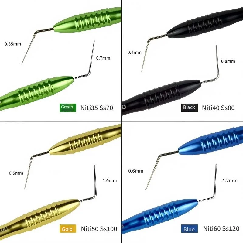 Flexible NiTi Stainless Steel Tip Dental Root Canal Obturation Hand Plugger Vertical Condenser Dentist Kit 1Pc/4Pcs