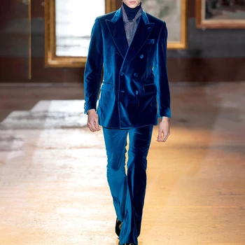 חליפה קטיפה לגברים סט קטיפה סט גברים חליפות אלגנטיות מותג בגדי גוף מלא גברים בגדי גוף מלא בגדי גברים 2 חלקים ערכת חתונה