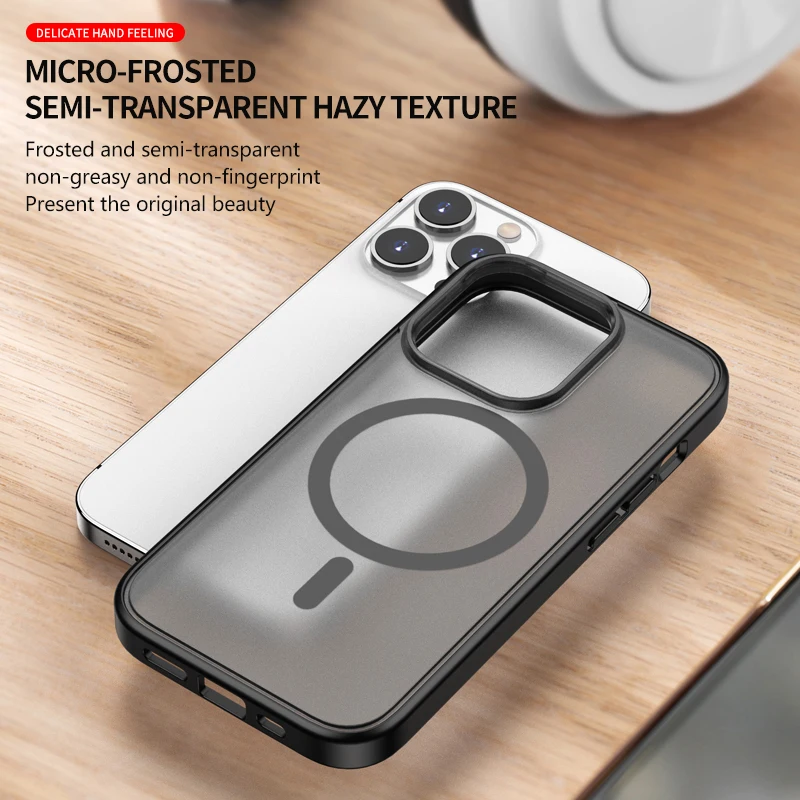 IPAKY for iPhone 14 Magnetic Case 14 Pro Plus Shadow Frosted Matte Translucent Shockproof Armor Case for iPhone 14 Pro Max Case