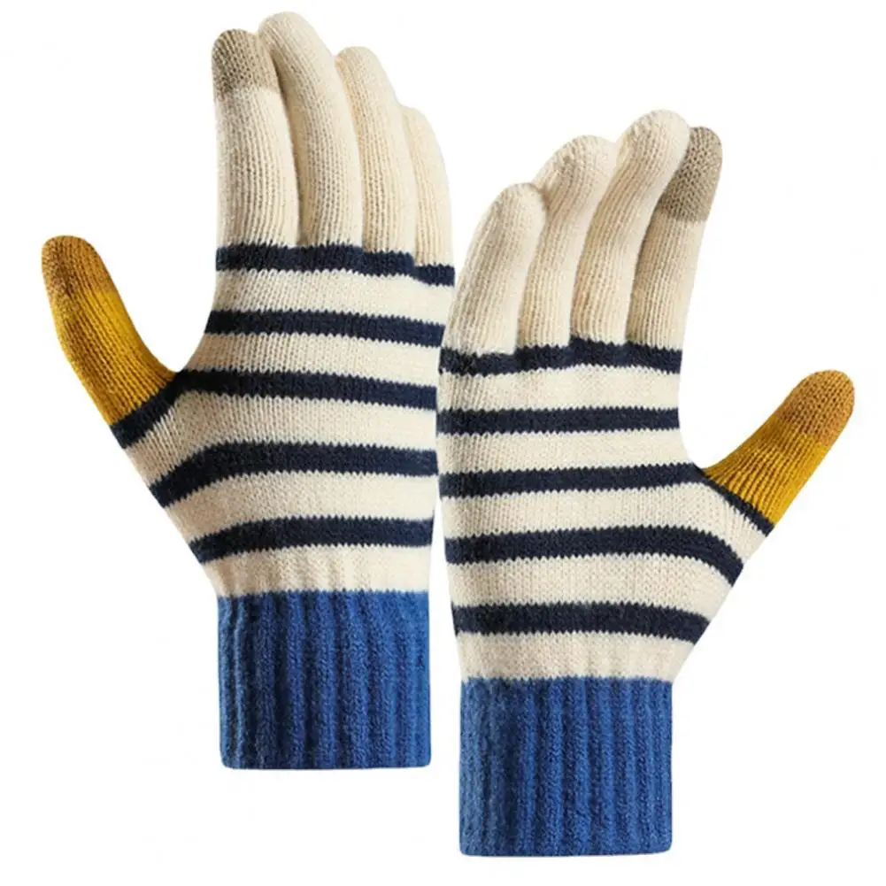 Heated Gloves 1 Pair Trendy Full Finger Lovely  Plush Knitting Skiing Gloves Riding Supplies