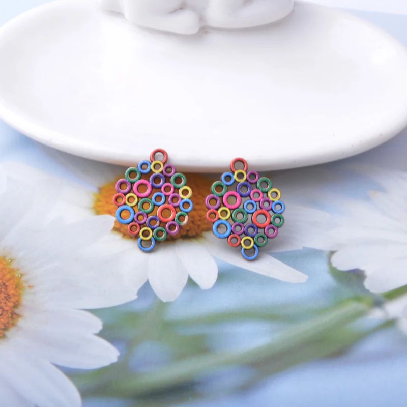 12 Stück Sommer-Legierungs-Vogel-Blumen-Verbindungsstück-Set, zwei Löcher, Herzanhänger, Schmuckzubehör, Boho-Anhänger, DIY-Halsketten- und Ohrring-Set für Damen – Detail 7
