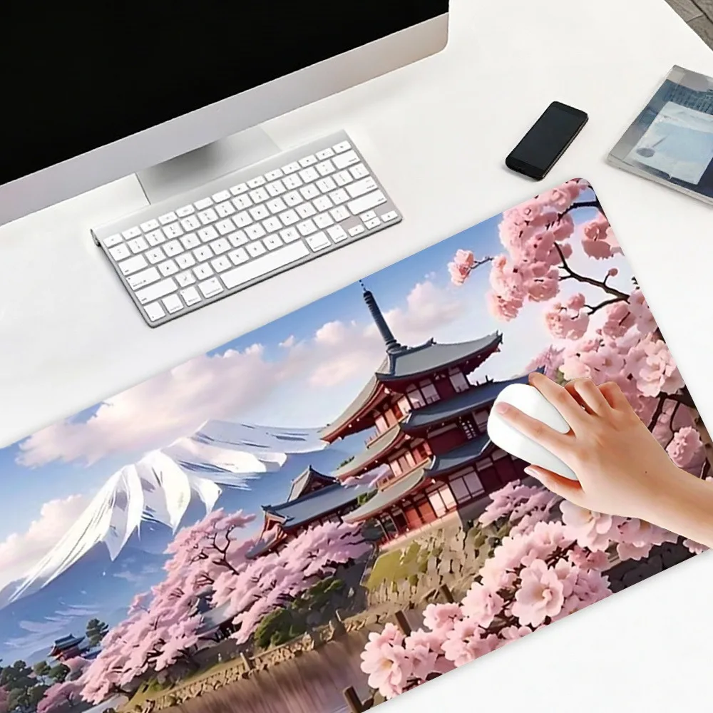 Anti-slip cherry blossom mouse pad table mat, smooth cherry blossom pattern computer office desk accessories mousepad gamer