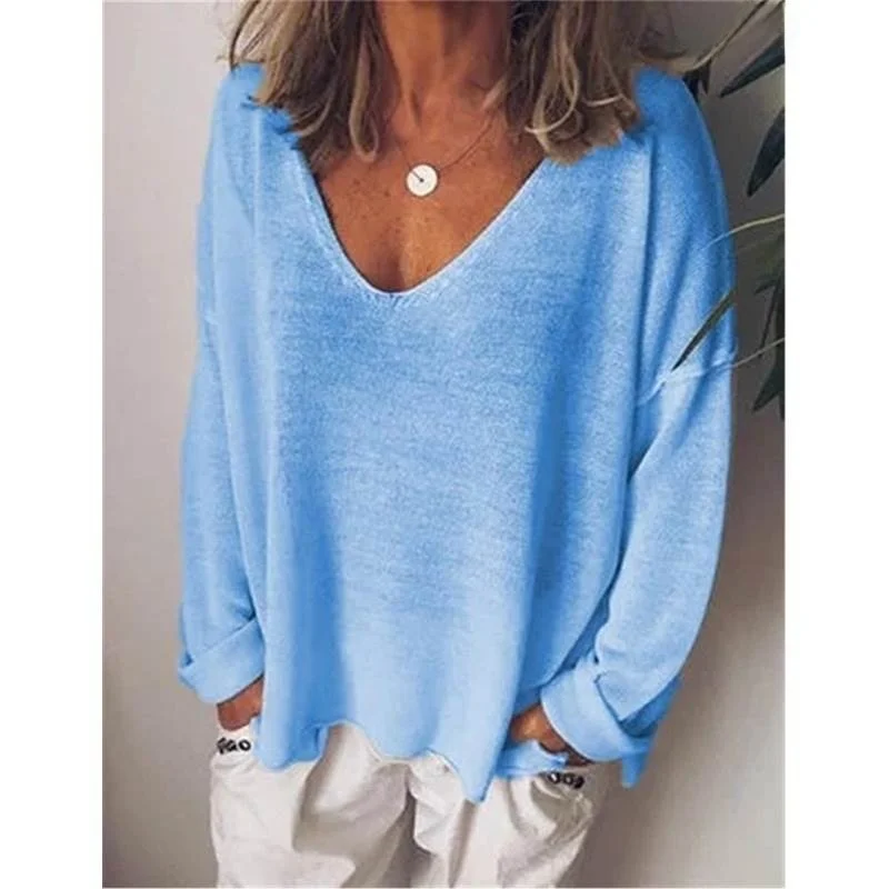 عادية V-ne طويل Sve تي شيرت للنساء Vaniing Bot العصرية تخفيف Sle لون نقي القطن 00% تي شيرت #3