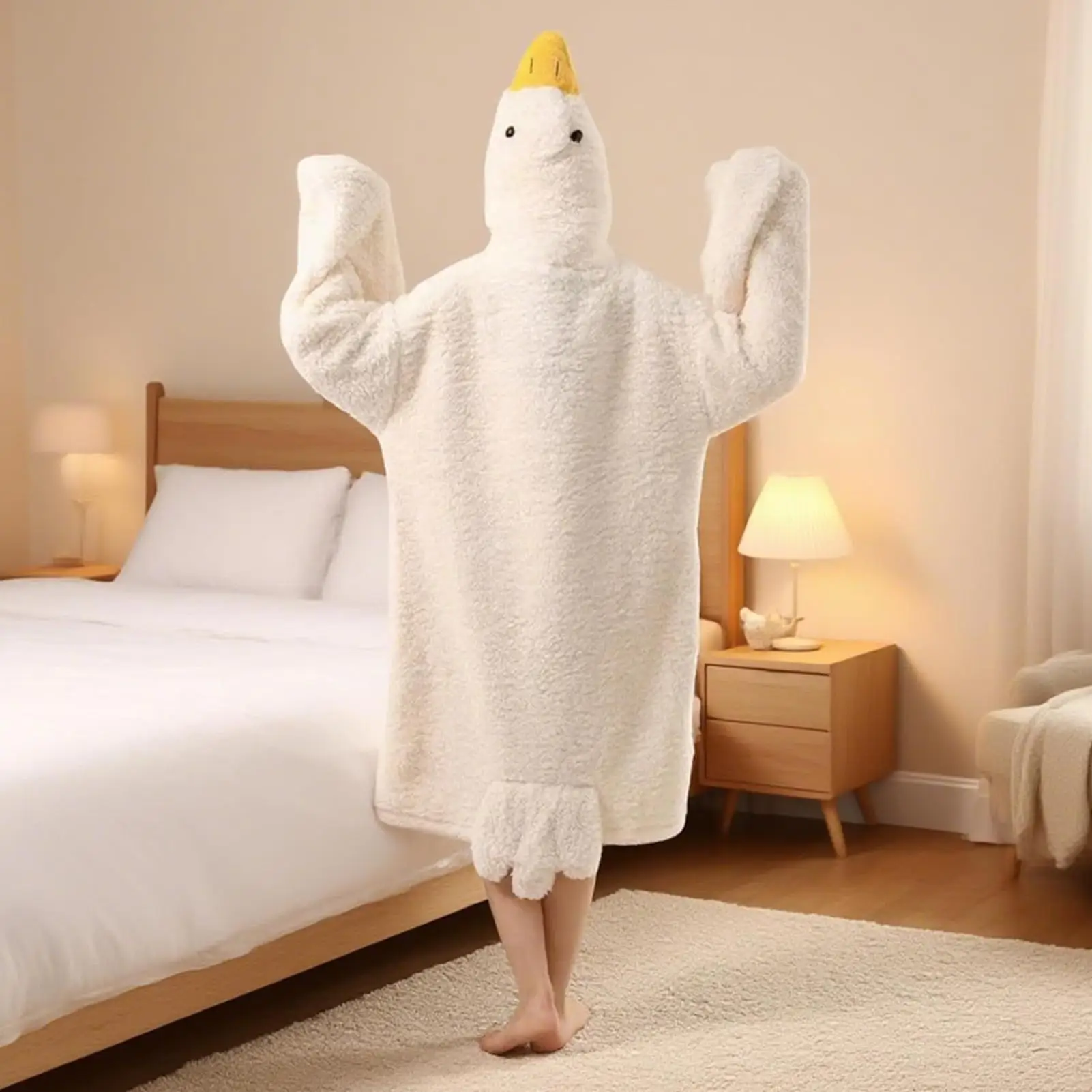 Pyjama à capuche en forme de oie, vêtement portable pour adolescents, pyjama ample et chaud pour adultes, adolescents, hommes, pour se détendre et lire en hiver