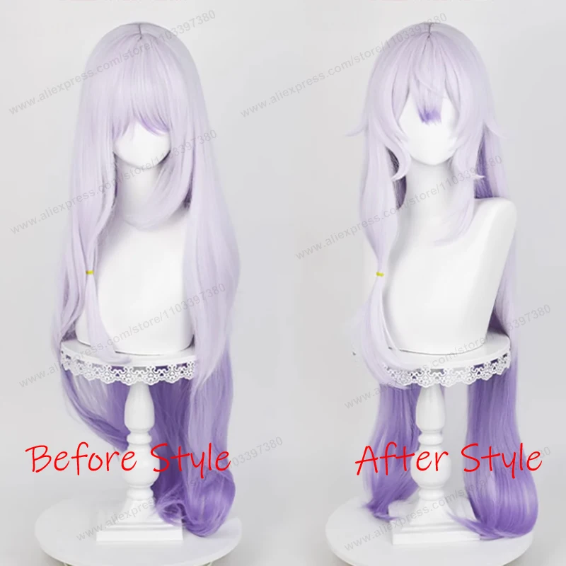 Honkai:Star Rail Black Swan Cosplay Wig 100cm Long Straight Light Purple Gradient Hair Anime HSR Heat Resistant Synthetic Wigs