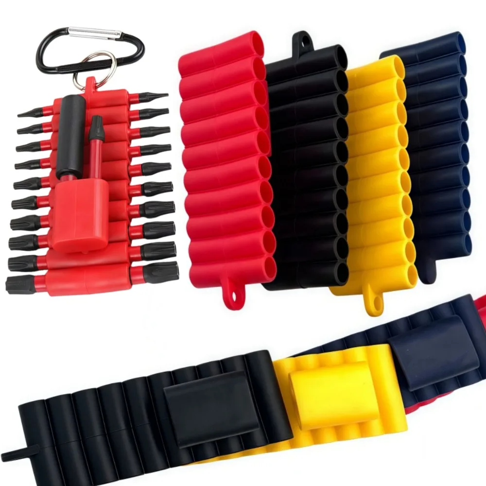 2/4Pcs 22 Holes Screwdriver Bit Holder Soft Rubber Organizer 1/4 Inch Hex Screwdriver Head Drill Bit Stand Case Power Tools