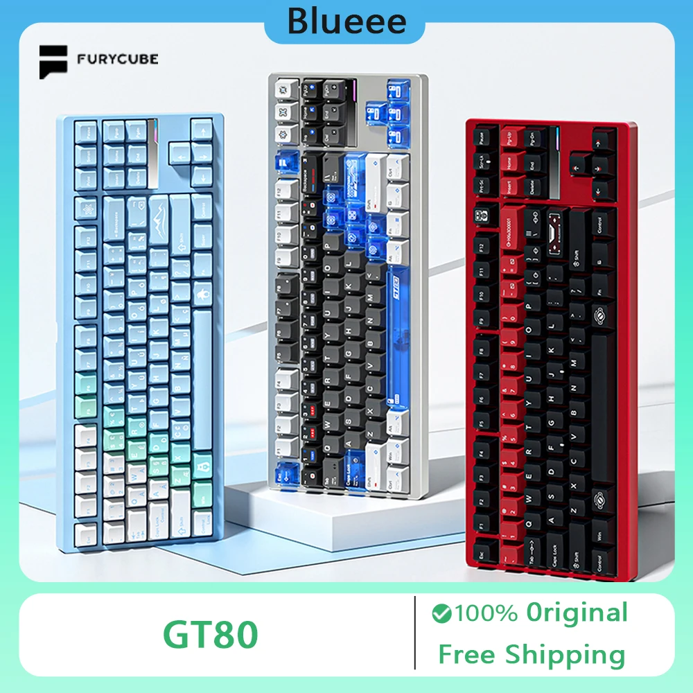 Furycube GT80 Mechanical Keyboards Aluminum Alloy Tri Mode Wireless RGB Customized Waterproof Gaming Keyboard Accessories