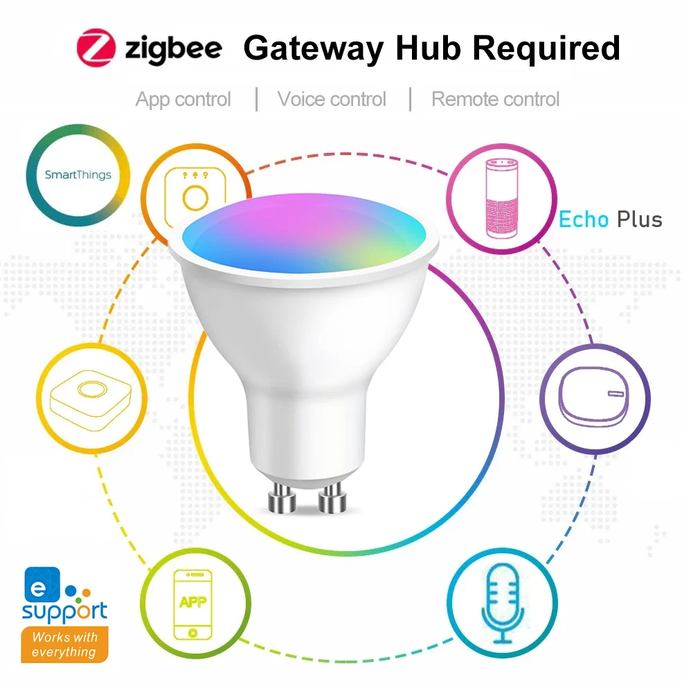 GU10 Zigbee/Wifi Led Glühbirne RGB CW WW Strahler Led-lampen Smart Led Lampe Arbeit Mit Alexa echo Hub Google Yandex Smartthings – Detail 7