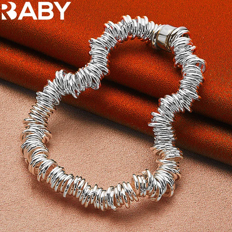 

URBABY 925 Sterling Silver All Circles Bracelets For Women Man Wedding Birthday Party Gifts Fashion Jewelry Wholesale