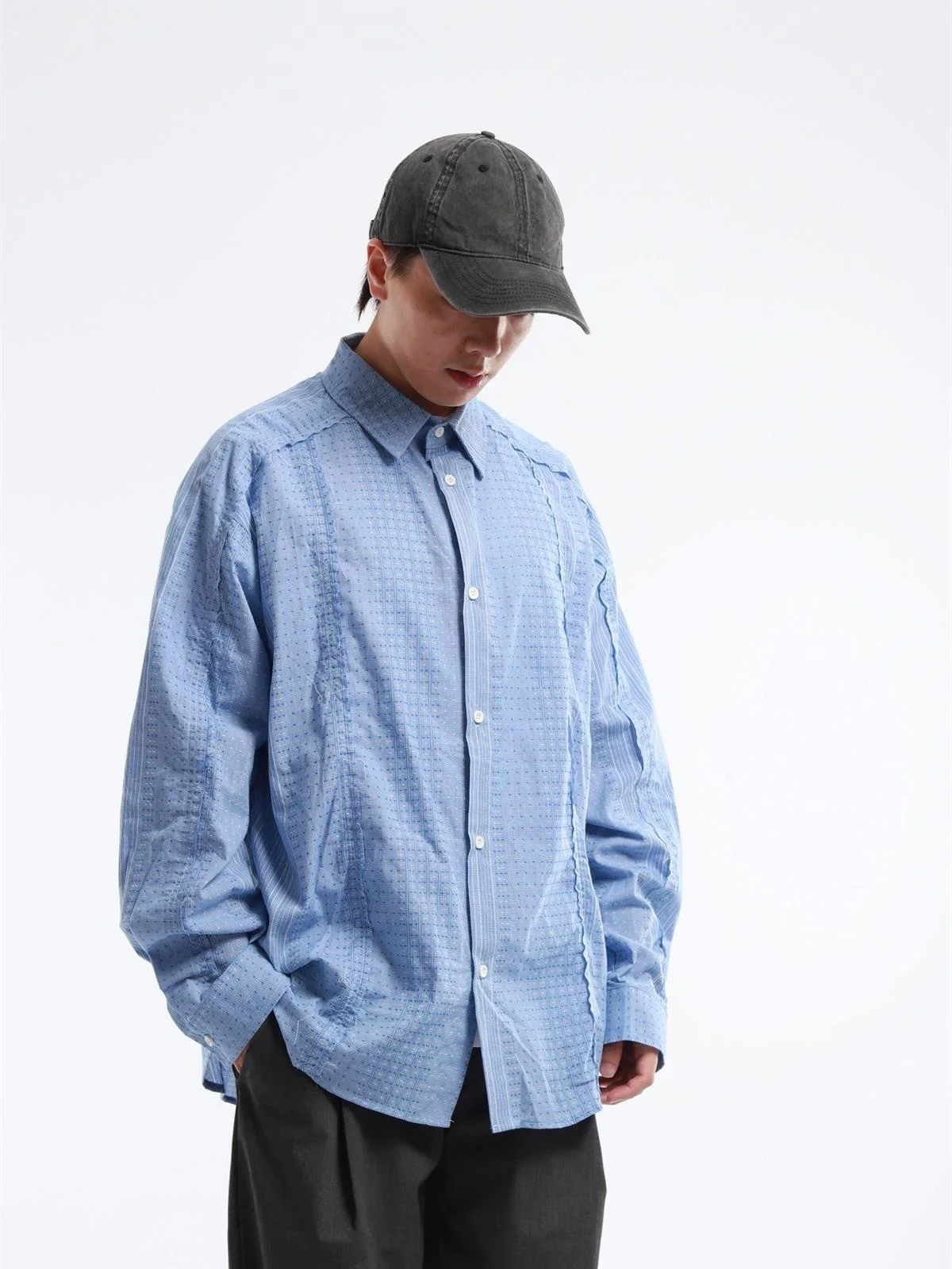Loose Casual Stripe Pattern Men's Women's Patchwork Shirt Vintage Japanese Style Long Sleeve Cotton Open Cardigan Design