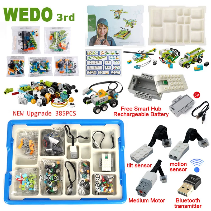 WeDo 2.0 스팀 교육 학교 로봇 건설 코어 세트, 벽돌 키트, 장난감 선물, 3 세대 업그레이드, 390 개, 신제품