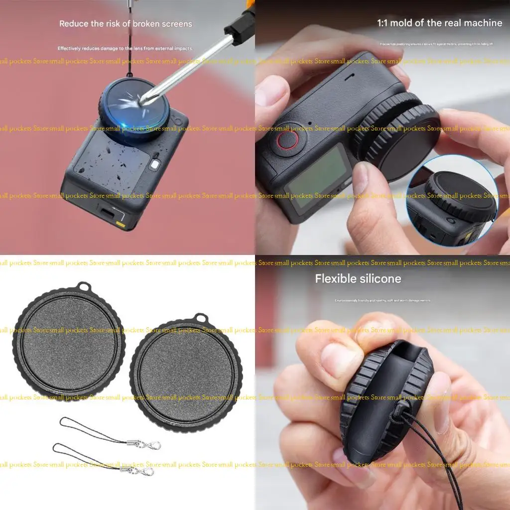 

R1WD 2pcs Silicone Front Lens Caps with Antiloss Lanyard for ACTION 6 Camera Lens Cover Protector Against Scratches and Dust