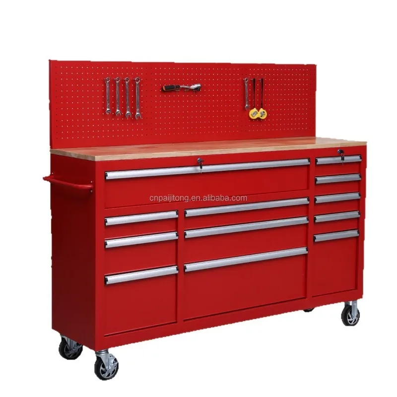 Red Repair Garage Workbench Tool Box Roller Garage Tool Cabinet Workstation Mobile Tool Trolley