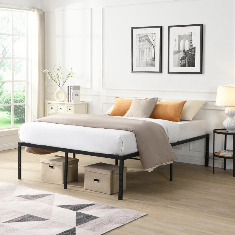 Full Size Heavy Duty Metal Bed Frame Quick And Easy Assembly No Noise Black Metal