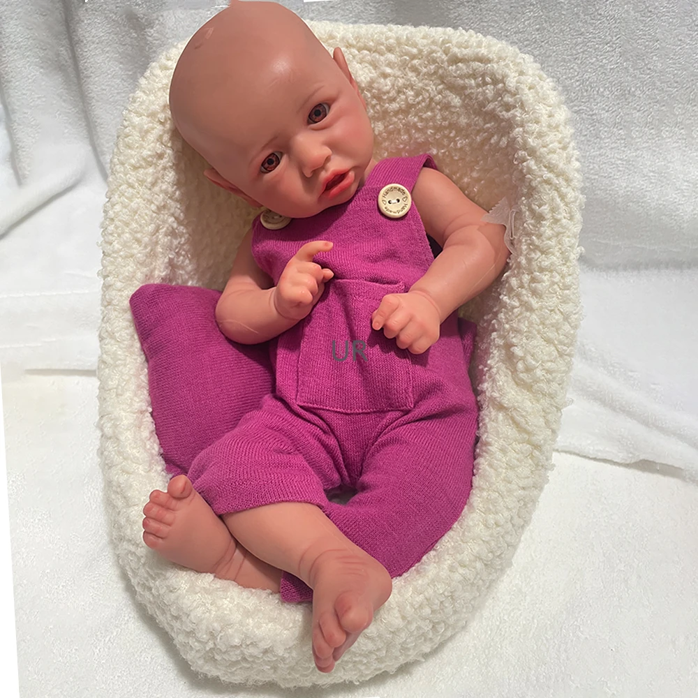 18" Cuddle Full Silicone Newborn Baby Handmade Reborn Girl Waterproof Soild Like Real Bebe Doll Christmas Gift Anti-Stress