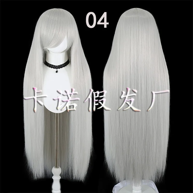 Peluca de Cosplay de fiesta sintética larga y recta de 80cm y 32 pulgadas, disfraz con flequillo completo para Halloween, pelo para juego de rol