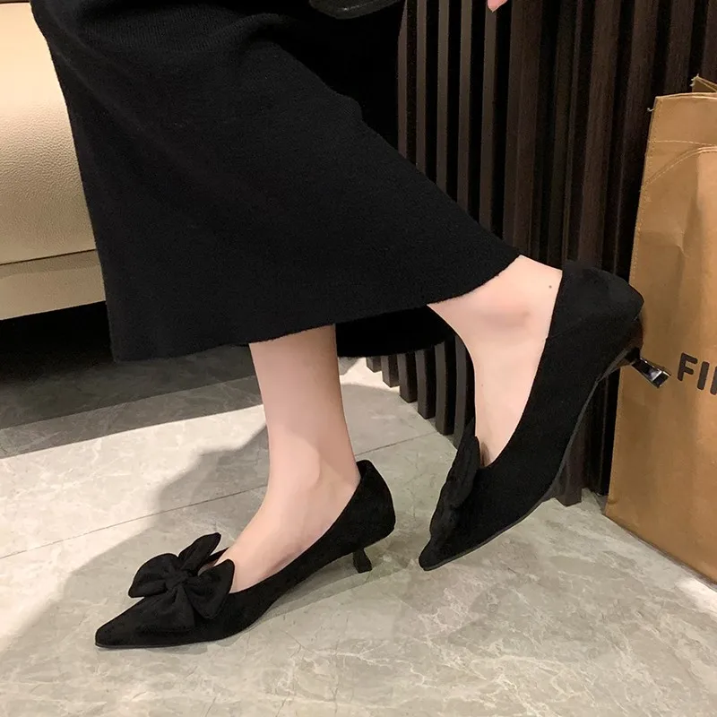 High Heels Women's Pumps Party Dress Shoes Sexy Thin High Heels Female Bow Tie Party Wedding Shoes for Women Zapatos De Mujer