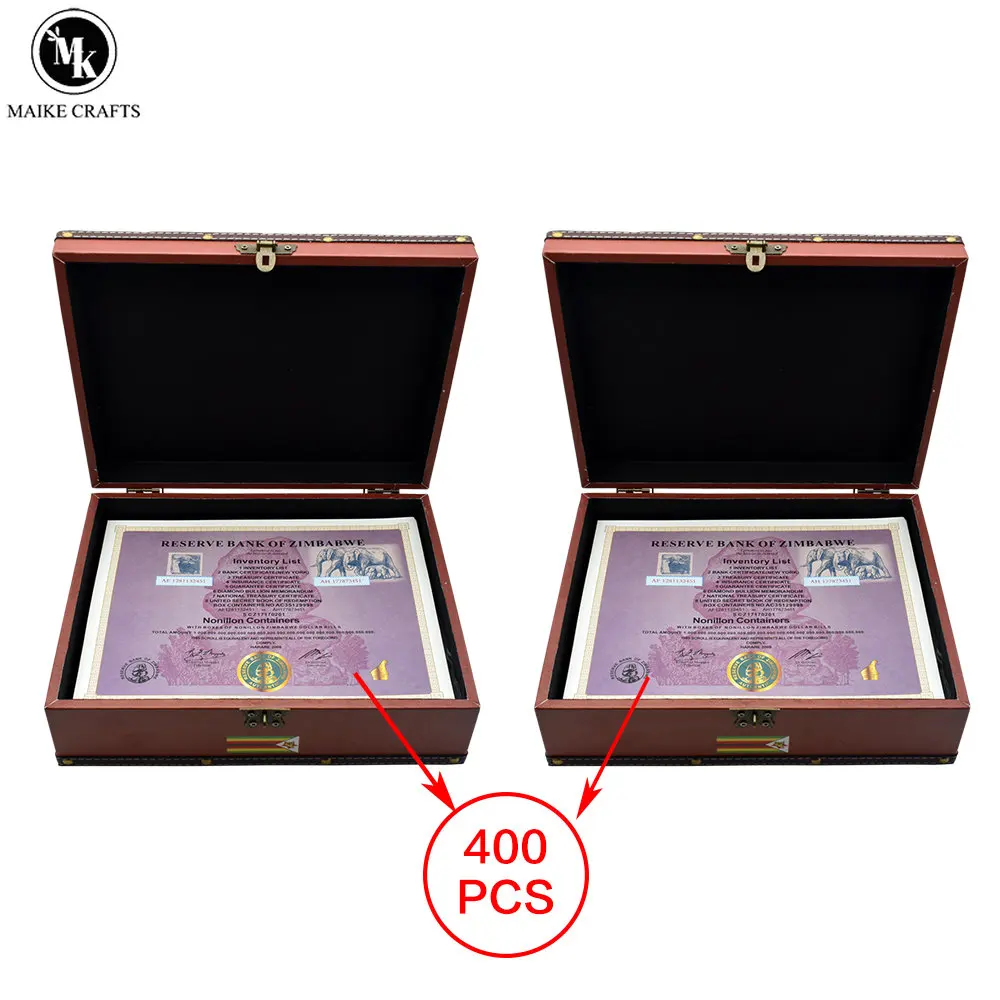 Free Shipping on 400 Pcs Zimbabwe 54 Zeros Nonillon Containers Zimbabwe Certificate with Sequential Code UV Security Mark Gift