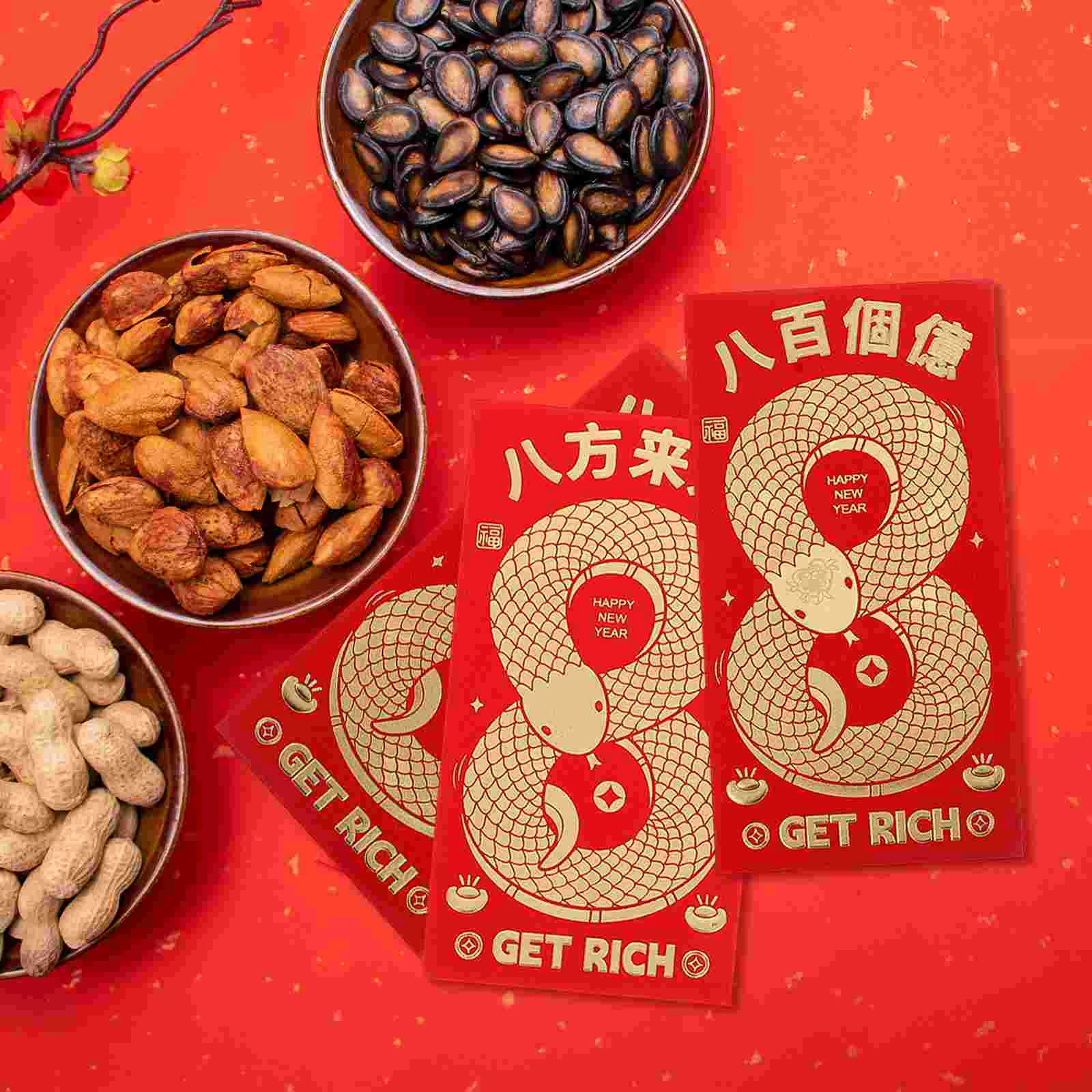 12 Pcs Money Envelopes Red Chinese New Year Coin Lunar Calendar Paper Boxes for Cash