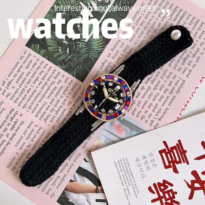 DIY Pure Handmade Woolen Wrist Watch Original Design Woven Watch Creative Gift