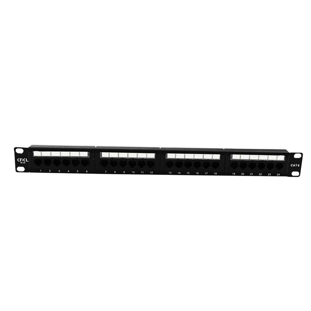 CNKL UTP CAT6 24-Port Patch Panel RJ45  19" Inch Rackmount Network Cable Adapter Keystone Jack Ethernet Distribution Frame