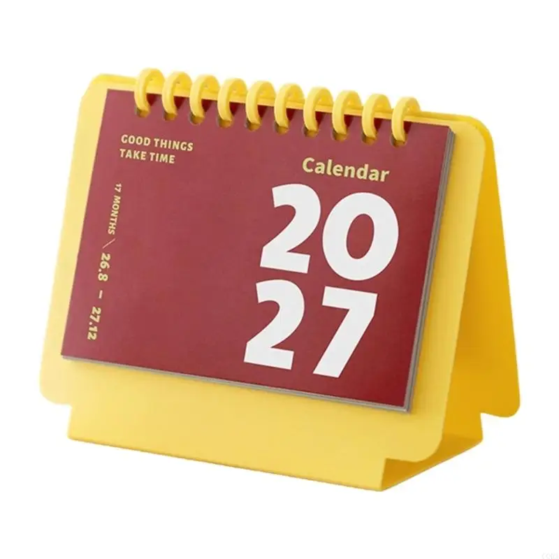 CORA 2026-2027 Ring-Bound Desktop Calendar for Quick Page Flipping and Date Checks