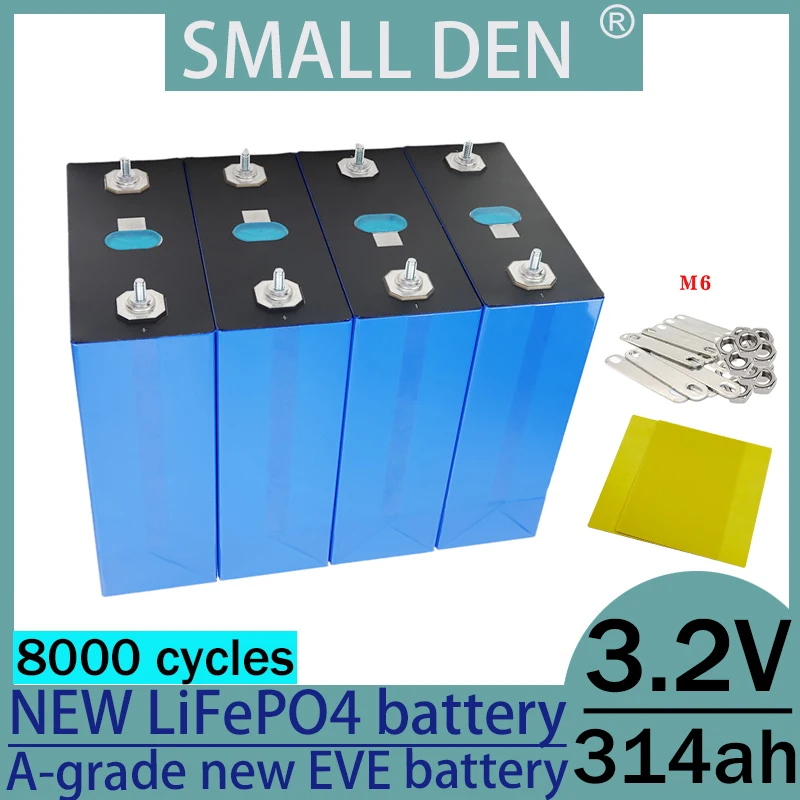 EVE Lifepo4 3.2V 314Ah A-class prism, capacity 314000mAh, large capacity 12V 24V 48V camping off-road vehicle electric vehicle