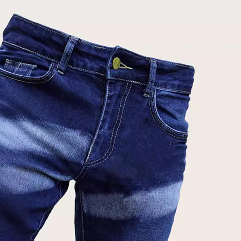 Pantalones vaqueros para hombre 2025, pantalones pitillo hasta el tobillo con cremallera, pantalones lisos rasgados de Europa América, pantalones vaqueros azules desgastados y ligeros elásticos