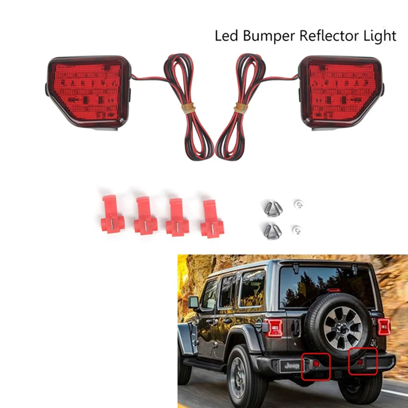 A44F-1Set Car Rear Bumper Fog Light Warning Signal Light For Jeep Wrangler JL 2018-2023