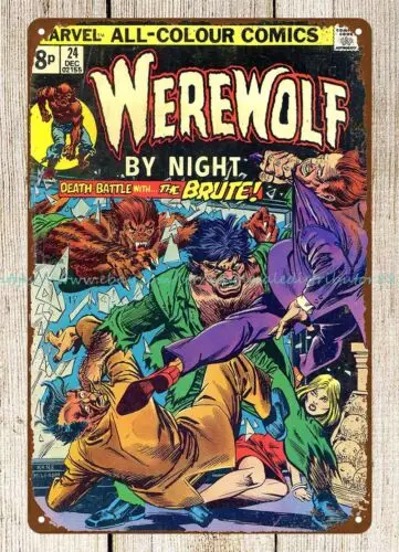 1974 Werewolf by Night  comics metal tin sign home garden decor