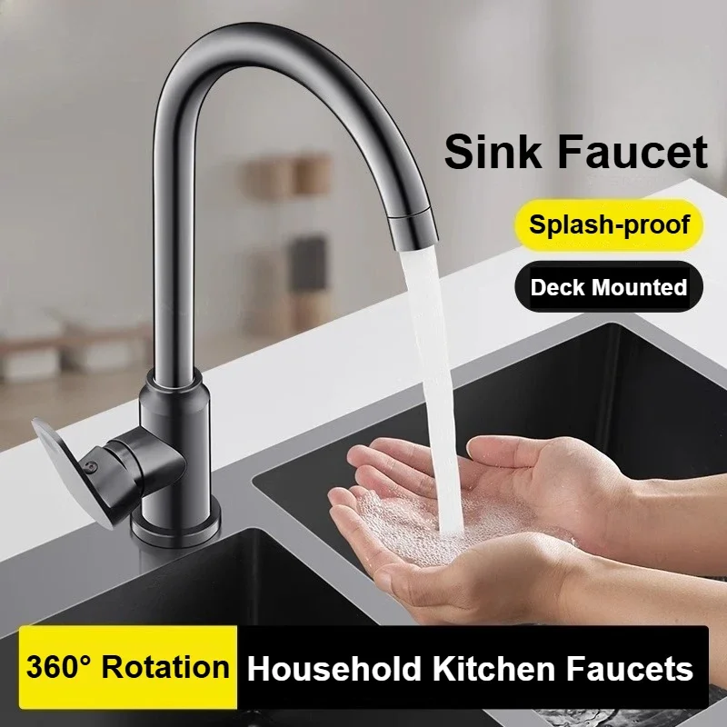

Bathroom Faucet Deck Mounted Copper Kitchen Sink WashBasin Tap Household Single Handle Splash-proof Mixer Faucet