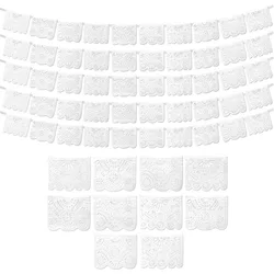 White Papel Picado Carved Hanging Banner Backdrop for White Weddings Birthday Carnival Mexican Themed Party Decoracione Supplies