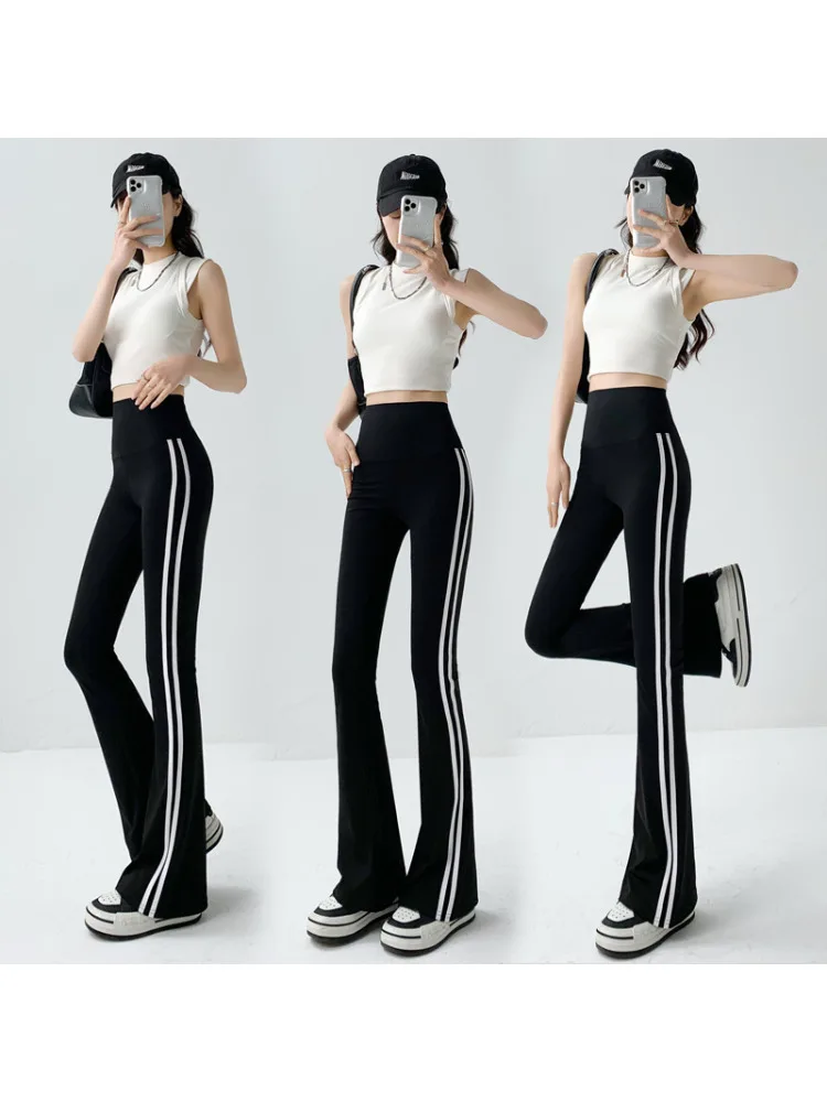 Ins Trendy Korean Style Women Side Stripe Track Pants, Spring Autumn New Loose All-Match Student Street Trousers