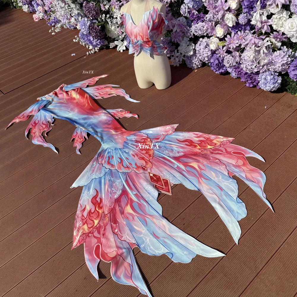 

Adult Mermaid Tail Ice and Fire Series Fantasy Ocean Aquarium Photo Shoot Layered Mermaid Large Tail Diving and Swimming