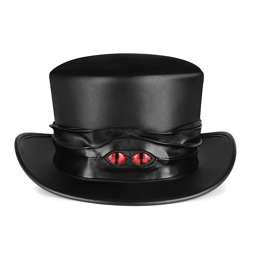 Cat Eye Steampunk Hat Witch Medieval Magic Cosplay Anime Gothic Women Vintage Leather Halloween Hat Carnival Masquerade Headgear