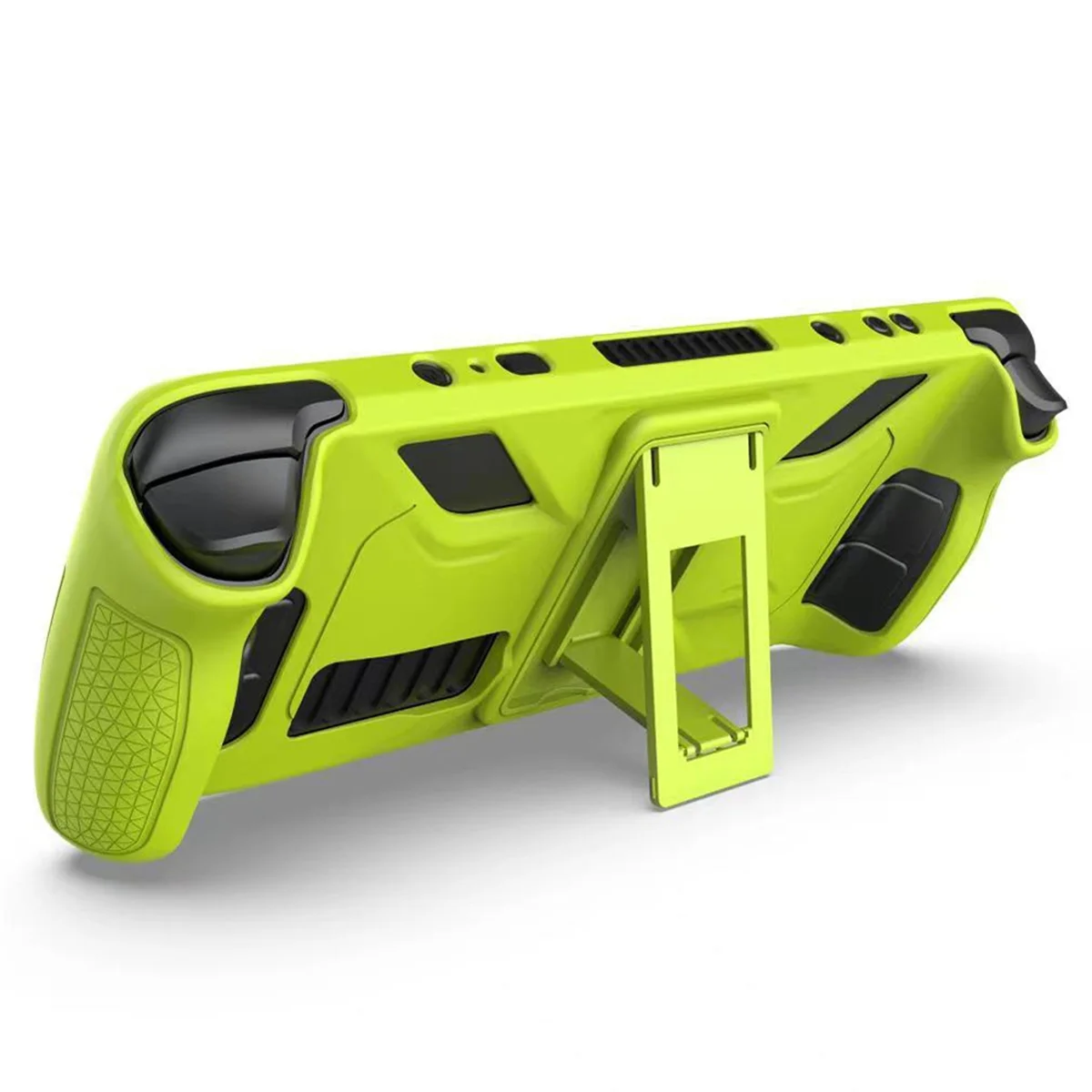 Funda protectora para Steam Deck, anticaída, antideslizante, funda de silicona suave + soporte plegable, accesorios para consola de juegos, amarillo, T44C