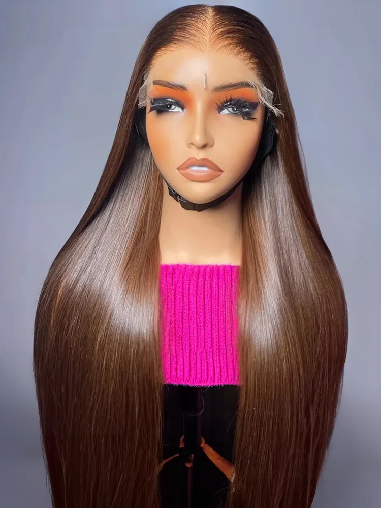 

30 Inch Straight Chocolate Brown Human Hair High Density Hd Lace Front Wigs Colored 13x6 Lace Frontal Brazilian Wig For Women