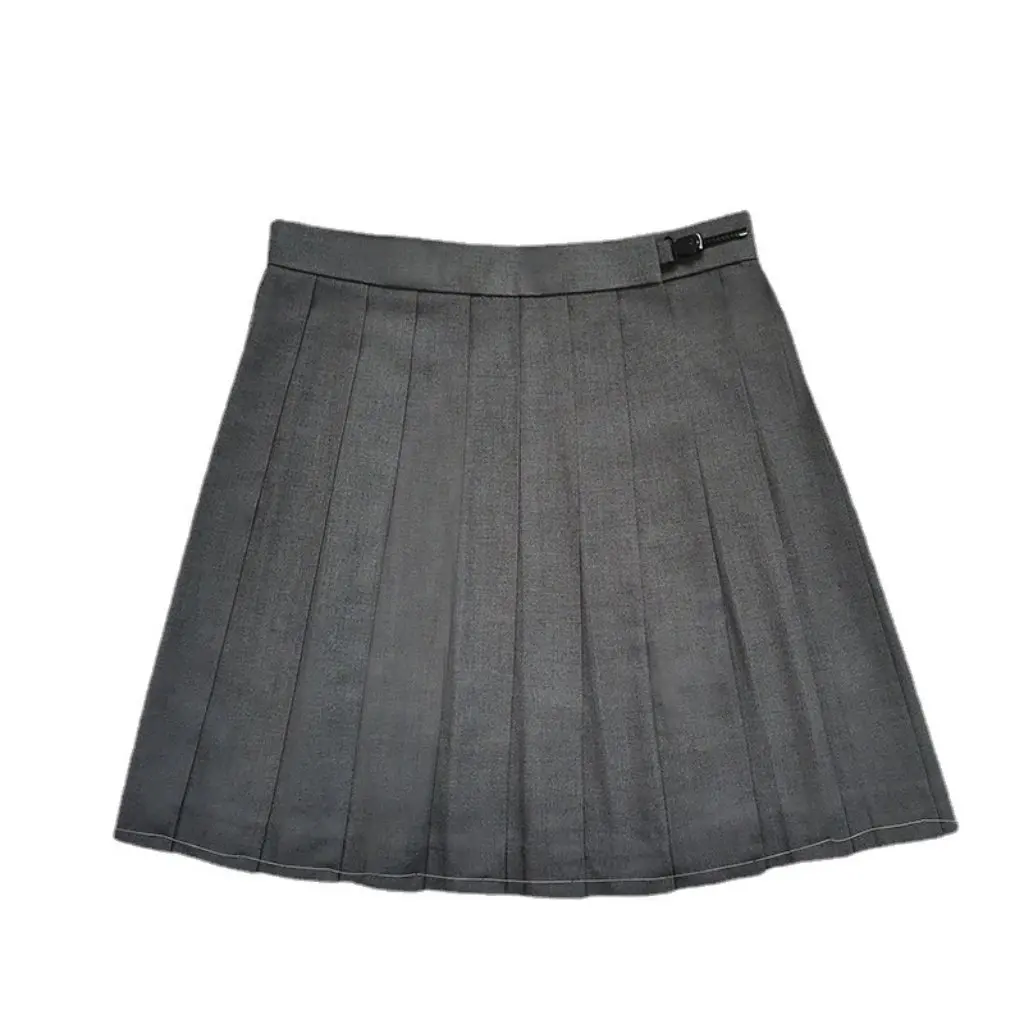 

Solid Color JK Uniform Plaid Skirt Genuine Gray Black Pleated Mini Skirt for Women Fashionable School Uniform Style