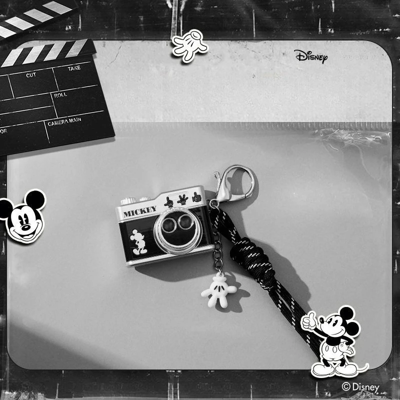 

Disney Vintage Silver Mickey Mouse Projection LED Keychain Gift for Kids and Fans, Carabiner Clip Keyring Bag Decor