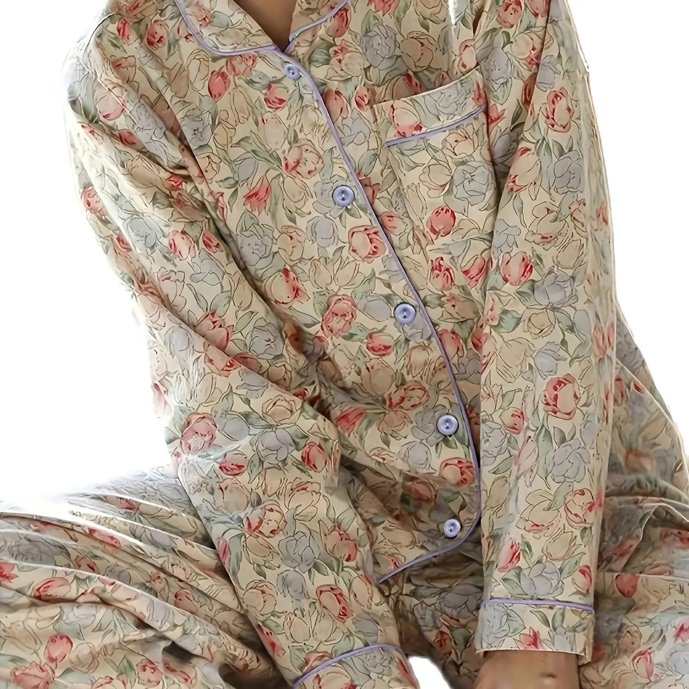 High-value New Pajamas for Women, Spring/Autumn Style Simple Casual Set Sweet Homewear