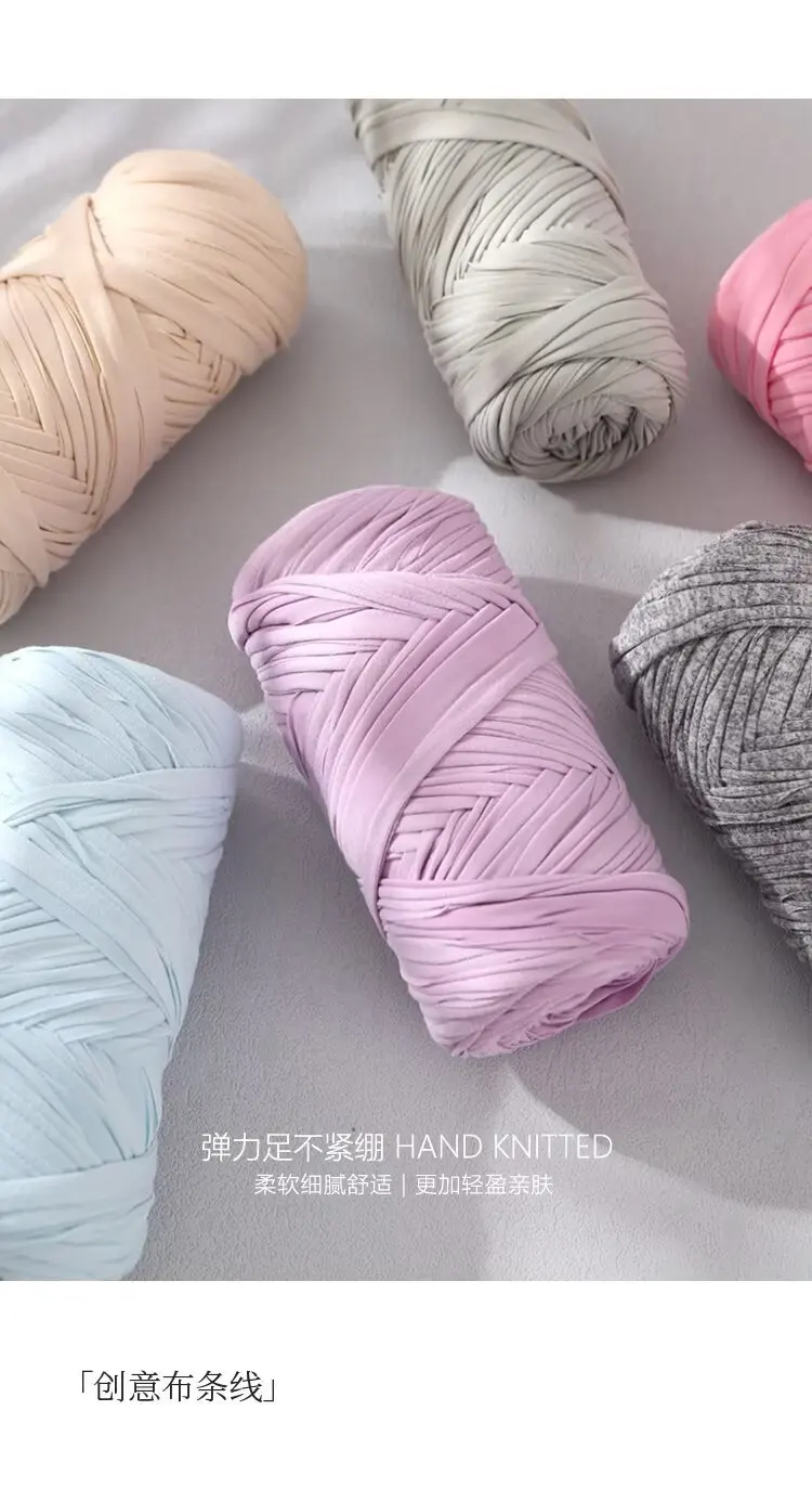 200 g/Stück Stoffgarn, Polyester, Häkel-T-Shirt-Garn, DIY-Basteln, Häkeln, Stricken – Taschen, Kissen, Puppen, Körbe 50 m/54 Yards – Detail 5