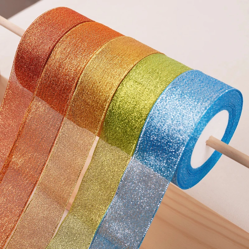 40mm 22meters/roll Glitter Ribbons DIY Artificial Crafts Wedding Party Supplies Handicraft Clothing Sewing Accessories Material