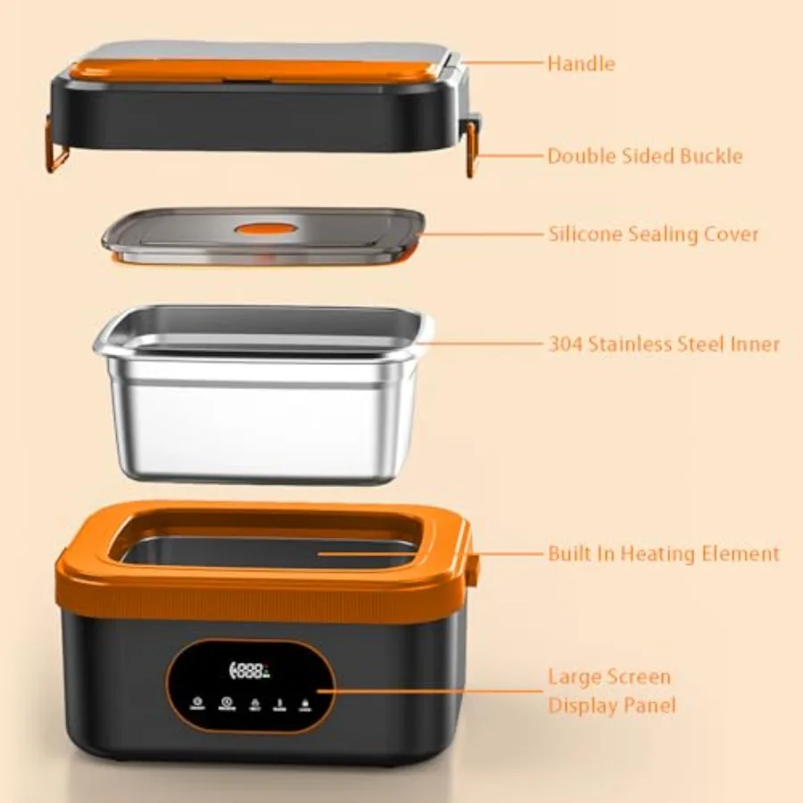 صندوق غداء كهربي لاسلكي مع وظيفة مؤقت بطارية قابلة لإعادة الشحن بقدرة 18000 مللي أمبير في الساعة وتسخين تلقائي بقدرة تسخين سريعة 60 وات #5