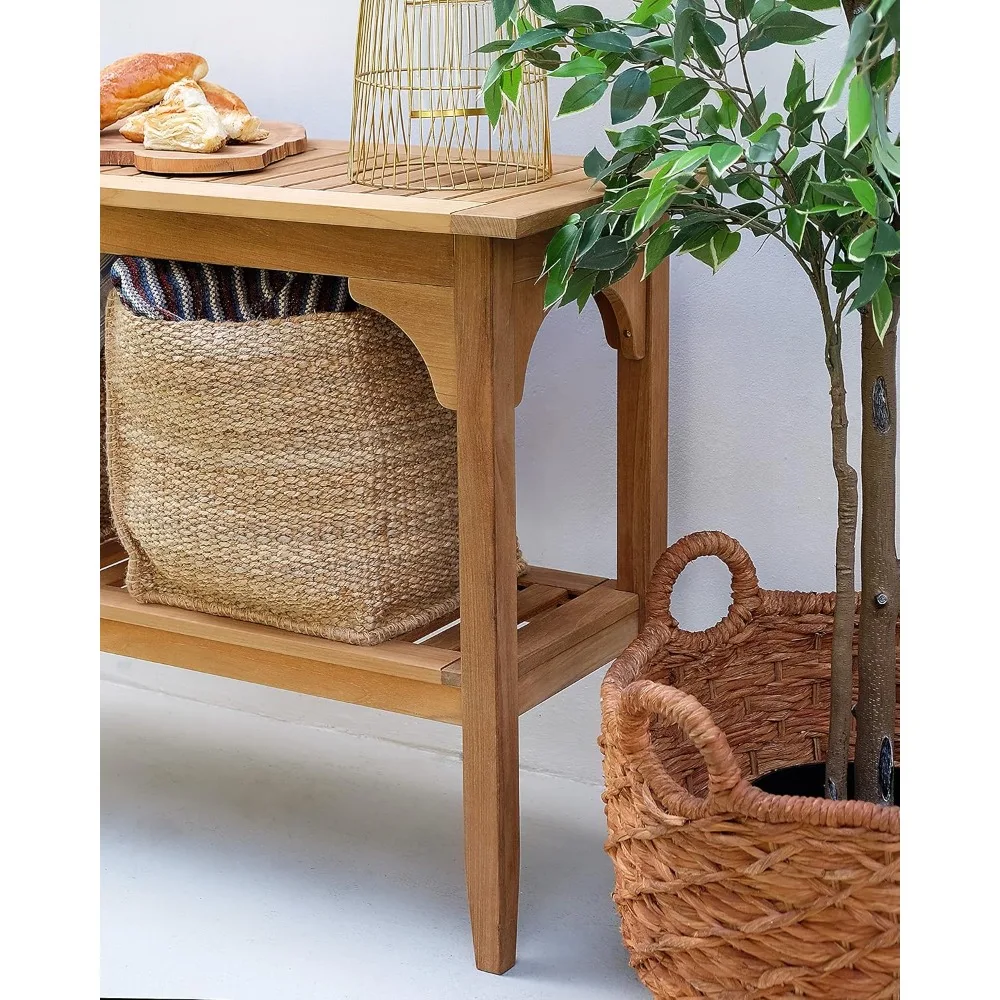 Indonesian Teak Auburn Outdoor Console Table, Natural