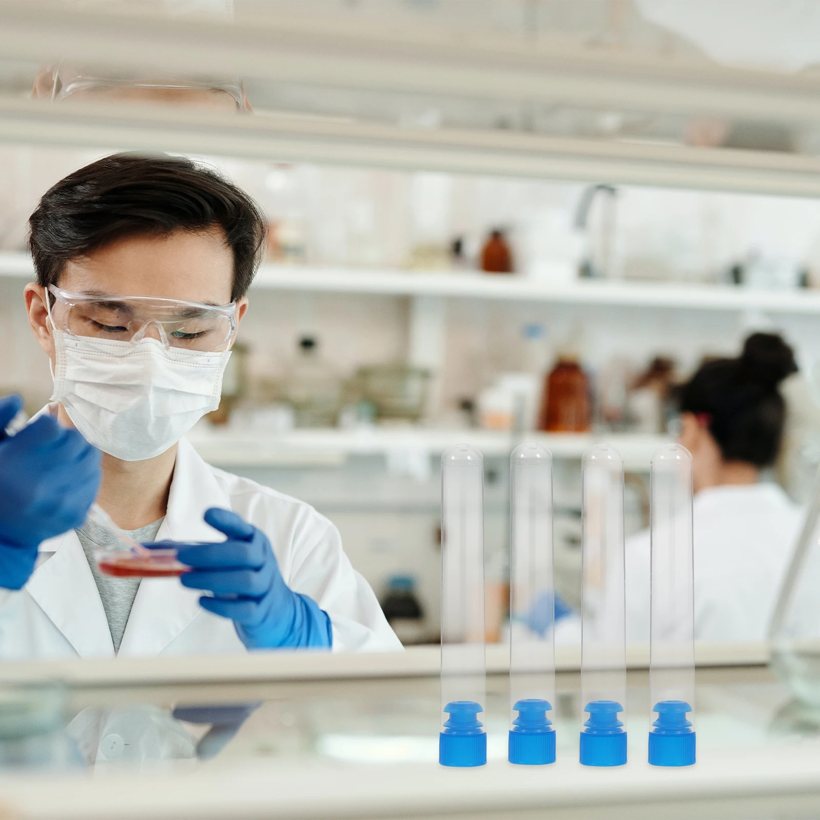 

50pcs Plastic Test Tubes Clear Storage Containers For Liquid Sample Portable Travel Use Chemistry Experiment Equipment Teaching