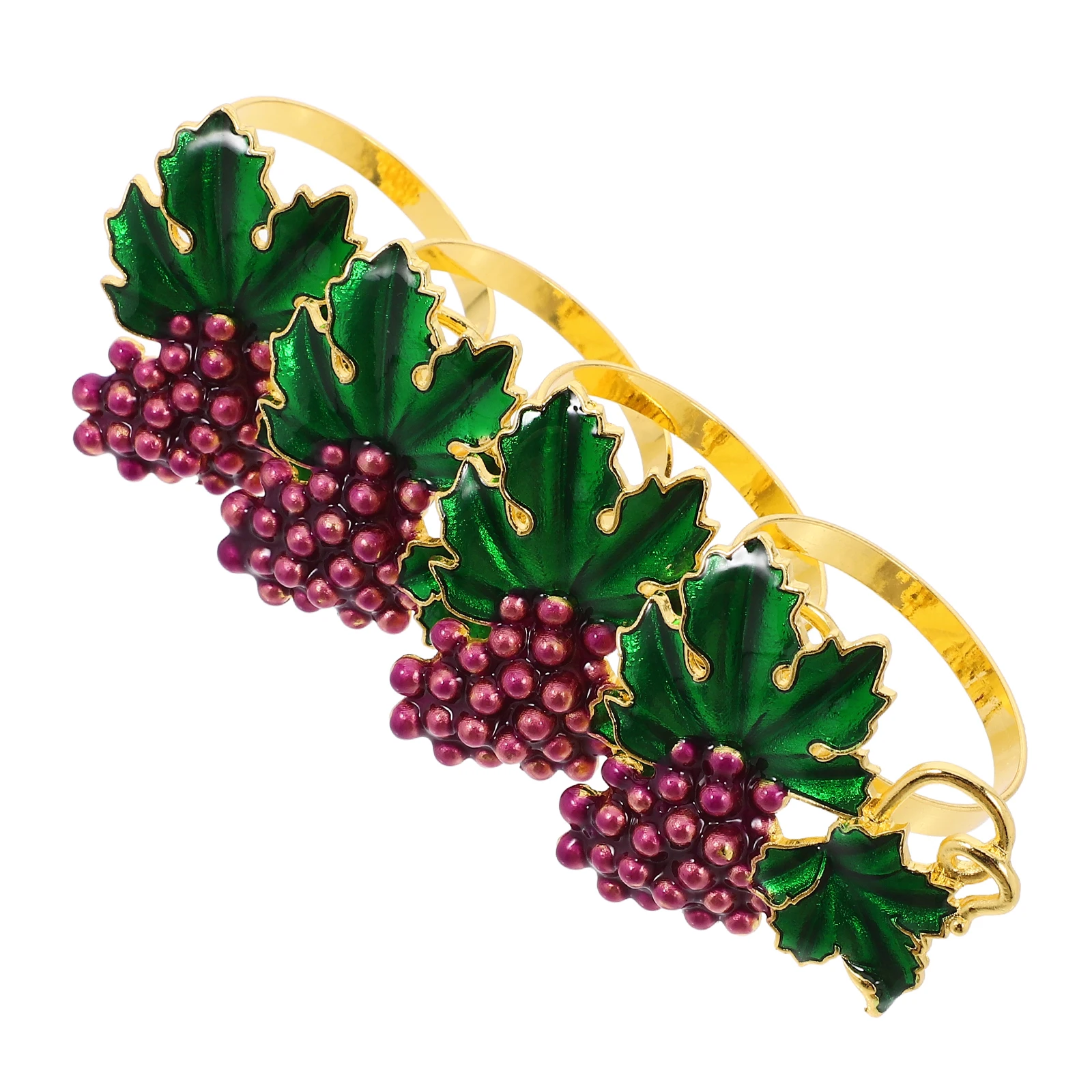 

4 шт., кольца для салфеток, фиолетовый виноград, зеленые листья, декор стола, фруктовая пряжка для салфеток, ужин, вечеринка, свадьба, бохо, кухня, бар