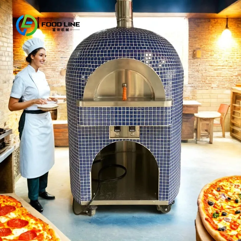 Customized Neapolitan Pizza Oven Wood Fired Stone Brick Gas Burner Outdoor Indoor Professional Restaurant Heavy Duty Charcoal
