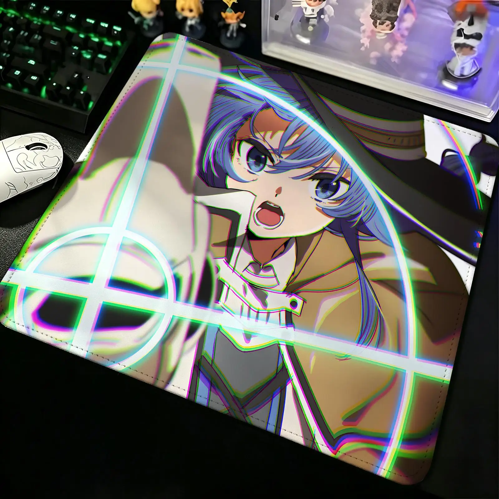 Compact Gaming Mat Reinforced Stitched Border, Mushoku Tensei S/M/L Sizes Portable Laptop Desk Pad for Office & E-sports