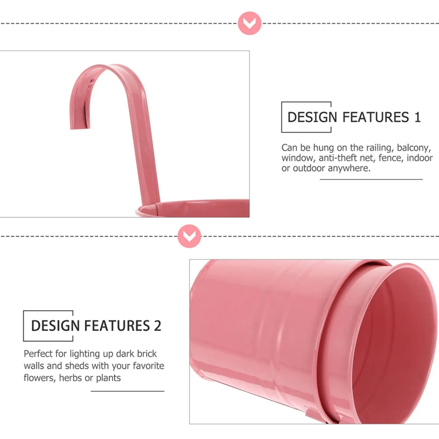 Flower Bucket Hanging Pots Planter Pot Iron Garden Plant Balcony Metal With Vase Flowerpot Container Railing Decor Hook Vintage