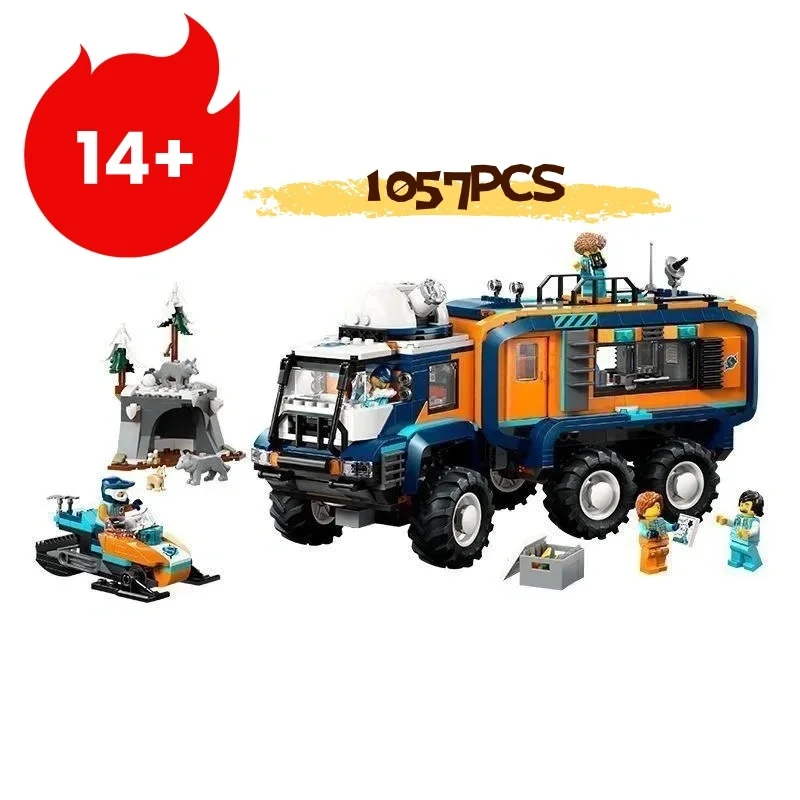 

MOC 1057PCS Arctic Explorer Truck Building Blocks, City Adventure Construction Toy with Snowmobile, Educational Bricks Gift